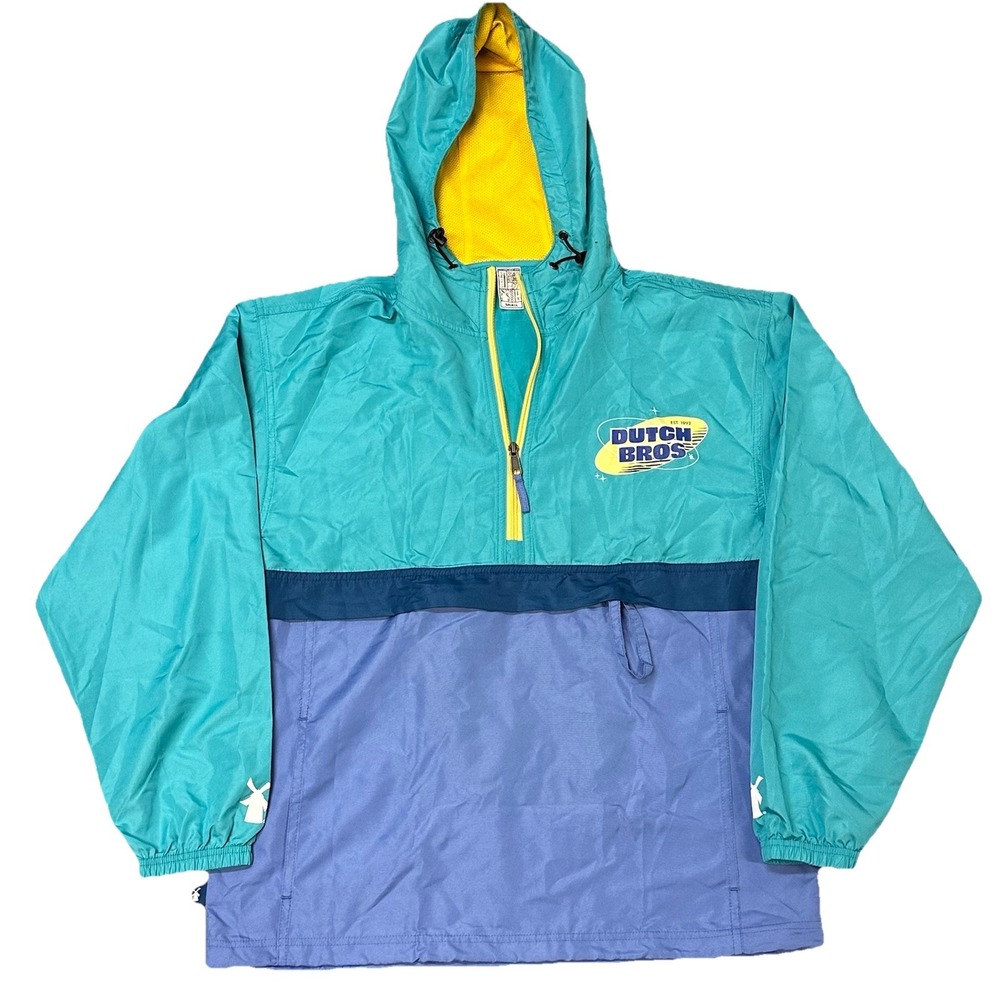 Dutch Bros Jacket Men's S Windbreaker Anorak Kangaroo Pocket 2024 Coffee Collect